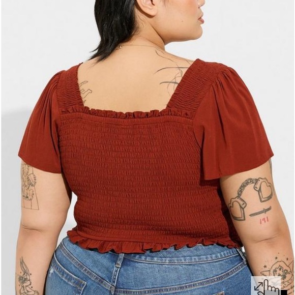 Torrid Flutter Crop Top Red Smocked Top 4x 4 NWT - Picture 4 of 5